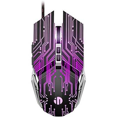 GameXtrem Gaming-Maus Professionelle Gaming-Maus mit 7 Makro-Programmierbaren Tasten, leisem Klicken, RGB-Hintergrundbeleuchtung, kabelgebundene optische Maus für PC, Laptop (Lila) von GameXtrem