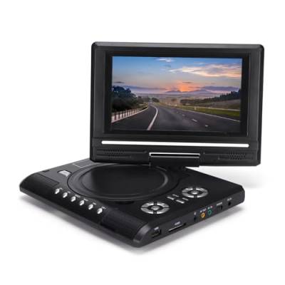 Tragbarer HD-DVD-Player mit Schwenkbarem Bildschirm, Zwei Stereo-Lautsprechern, Analogem TV, USB-Anschluss, Kartenleser, Langer Akkulaufzeit, 270°-Drehung, Multifunktion für von Garsent