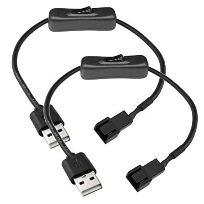 Gebildet 2 Pack USB auf 3-Pin / 4-Pin PWM 5V USB Sleeved Lüfter Netzteilkabel mit Schalter, USB auf 3 Pin / 4 Pin Gehäuselüfter Adapter Anschlusskabel mit EIN Aus Schalter von Gebildet