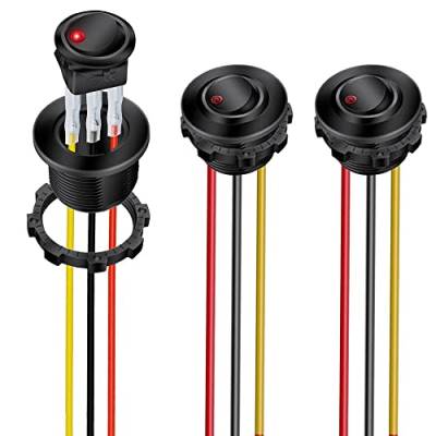 Gebildet 3Pack Roter LED Wippschalter EIN/Aus mit Rundem Gehäuse 3-pin 12DC-20A/24VDC-10A Wippschalter für Kfz Auto LKW von Gebildet