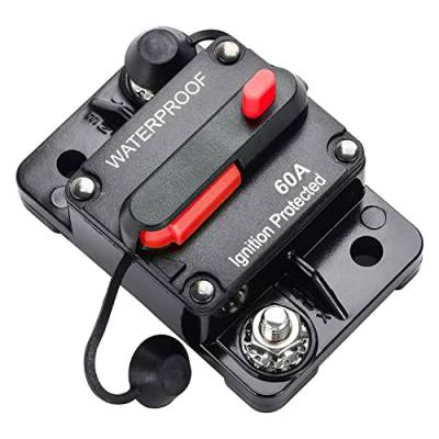 Gebildet 60A Sicherungsautomat mit Manueller Rückstellung, Wasserdichter Inline-Sicherungswechselrichter für Marine Trolling Motoren Boot ATV Manuelle Stromversorgung 12V-42VDC (60A) von Gebildet