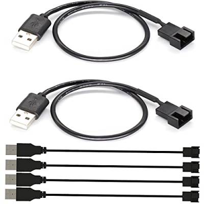 Gebildet 6Stück USB auf 3-polig/4-polig PWM 5V USB-Ärmellüfter-Netzteilkabel, USB auf 3-polig/4-polig Gehäuselüfter-Adapter-Anschlusskabel (USB 3-polig/4-poliges Kabel) von Gebildet