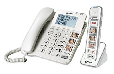 Geemarc Amplidect 295 Combi Photo - Festnetztelefon mit Verstärker und zusätzlichem Mobilteil mit großen, anpassbaren Fototasten für Senioren - Geringer bis mittlerer Hörverlust - Version DE von Geemarc