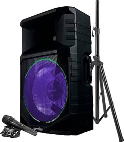Gemini GSW-T1500PK - aktiver Outdoor 15" Lautsprecher - 1500 Watt Party Box - Bluetooth, USB und FM-Radio Player - IPX4 - Akku - integrierte Rollen - LED Beleuchtung von Gemini Sound