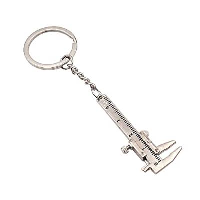 Schlüsselanhänger Elastisches Werkzeug 2 STÜCKE Tragbare Mini Mini Kette Schlüsselanhänger Anhänger Messschieber Nonius Kreative Schlüssel Metall Schlüsselanhänger (Silver, One Size) von Generisch