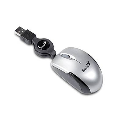 Genius Micro Traveller Laptop Optical Mouse with Scroll Wheel USB 1200 DPI 3 Buttons with Rollable Cable 74 mm Silver von Genius