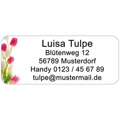 Adress-Etiketten - Adress-Aufkleber"Tulpen" mit Ihrem Wunschtext, 160 Stück, ca. 56 x 23 mm, für 1 bis 5 Zeilen Text von Geschenke mit Namen