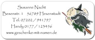 Adress-Etiketten"Hexe 2" mit Ihrem Wunschtext, 160 Stück, ca. 56 x 23 mm, für bis zu 5 Zeilen Text von Geschenke mit Namen