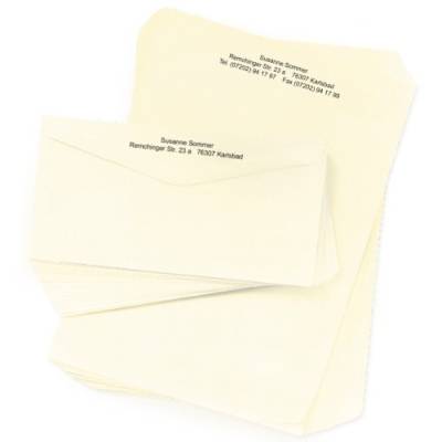 Briefpapier elfenbeinfarben: 100 Briefbögen DIN A4 + 100 Briefumschläge mit Ihrer kompletten Adresse von Geschenke mit Namen