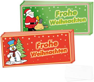Geschenke mit Namen 1392 Weihnachtskarten-Set"modern" mit Aufdruck: FROHE WEIHNACHTEN, 48-teilig, circa 20 x 9 cm, 2 Motive, Hochglanzkarten inklusive Umschlägen grün von Geschenke mit Namen