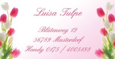 Visitenkarten"Tulpen" mit Ihrer kompletten Adresse, 54 Stück, ca. 88 x 45 mm von Geschenke mit Namen