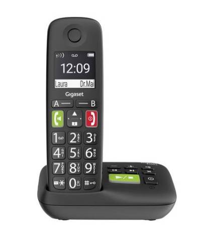 Gigaset E290A DECT/GAP Schnurloses Telefon analog für Hörgeräte kompatibel, Anrufbeantworter, Fre von Gigaset