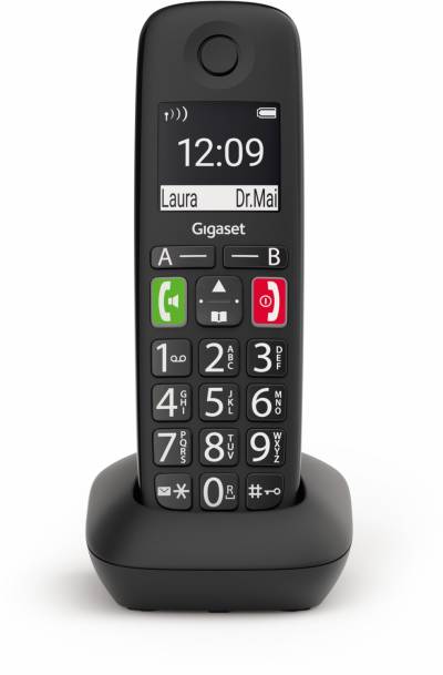 Gigaset E290HX DECT Mobilteil mit Ladeschale, Schnurloses Senioren Telefon schwarz von Gigaset