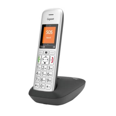 Gigaset E390 - Schnurloses Senioren DECT-Telefon mit großen Tasten und SOS-Funktion - einfache Bedienung, extra großes Farbdisplay, hohe Klangqualität, silber-schwarz von Gigaset