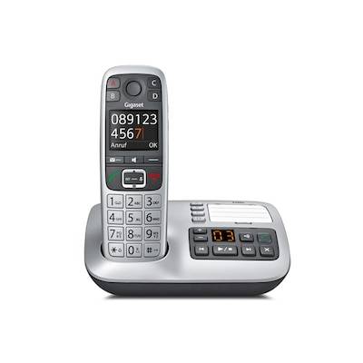 Gigaset E560A schnurloses Festnetztelefon mit AB (a/b-analog), platin von Gigaset