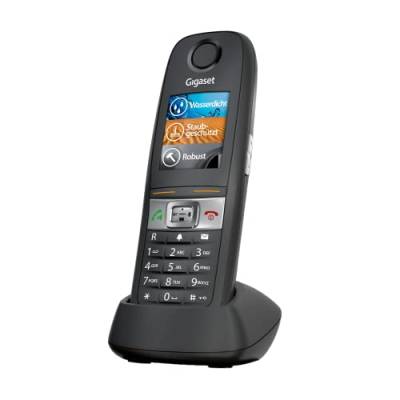 Gigaset E630 - Robustes Schnurloses DECT-Telefon - Mobilteil für Werkstatt/Gararage - stossfest, staubresistent & wasserabweisend (IP5) - Vibrationsalarm - Lautstärkeregelung, schwarz von Gigaset