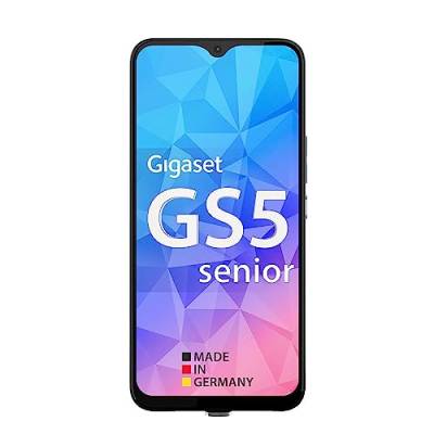 Gigaset GS5 senior Smartphone - Senioren - leicht zu bedienende Benutzeroberfläche - SOS Funktion - 4GB RAM + 64 GB - FHD+ Display mit Display-Schutz und Klapphülle - Android 12, schwarz von Gigaset