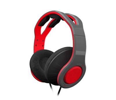 Gioteck - TX30 Stereo Game&Go Headset Rot für Nintendo Switch, 40mm-Hochleistungs-Treiber, robuste Verarbeitung, Alcantra-Dämpfung, diskretes Inline-Mikrofon, TX30NSW-11-MU, Grau und Rot, Einstellbar von Gioteck