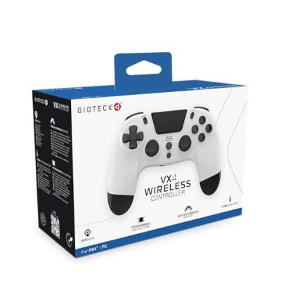 Gioteck VX4 VX4 Wireless Controller für PlayStation 4 (PS4) - Weiß mit programmierbaren Rücktasten - Bluetooth-kompatibel von Gioteck