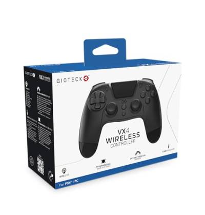 Gioteck VX4 Wireless Controller für PlayStation 4 (PS4) - Schwarz mit programmierbaren Tasten auf der Rückseite - Bluetooth-kompatibel von Gioteck