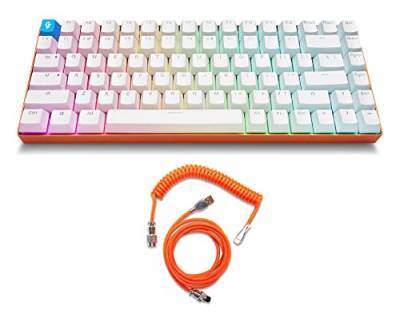 Glacier Minimalistische 75 % Layout, 84 Tasten, kabelgebunden, USB-C, mechanische Tastatur, heißaustauschbar, PBT-Tastenkappen und Elite-Premium-Qualität, geflochtenes USB-Spiralkabel (orange) von Glacier