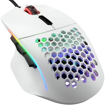 Glorious Gaming Model I Wired Gaming Mouse – superleichte 69 g, 2 tauschbare Tasten, RGB, PTFE-Füße, 9 programmierbare Tasten, seitliche Daumenablage – Weiß von Glorious