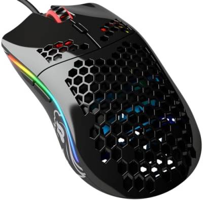 Glorious Gaming Model O- (Minus) Compact Wired Gaming Mouse – Im superleichten Wabendesign mit 58 g, RGB-Beleuchtung, Pixart 3360 Sensor, Omron-Schalter, beidhändig – Glänzend Schwarz von Glorious