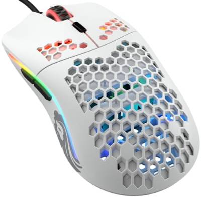 Glorious Gaming Model O- (Minus) Compact Wired Gaming Mouse – Im superleichten Wabendesign mit 58 g, RGB-Beleuchtung, Pixart 3360 Sensor, Omron-Schalter, beidhändig – Mattweiß von Glorious