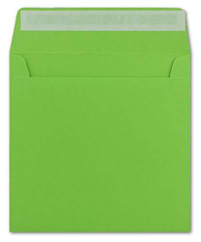 100 Quadratische Brief-Umschläge Hell-Grün - 15,5 x 15,5 cm - 120 g/m² Haftklebung stabile Kuverts ohne Fenster - von Ihrem Glüxx-Agent von Glüxx-Agent
