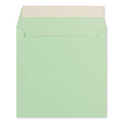 100 Quadratische Brief-Umschläge Mint - 15,5 x 15,5 cm - 120 g/m² Haftklebung stabile Kuverts ohne Fenster - von Ihrem Glüxx-Agent von Glüxx-Agent