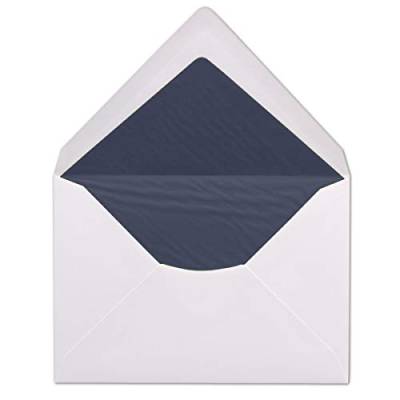 200 DIN C6 Briefumschläge - Weiß gefüttert mit dunkelblauem Seidenpapier - 11,4 x 16,2 cm - 100 g/m² Nassklebung Brief-Hüllen ohne Fenster von Ihrem Glüxx-Agent von Glüxx-Agent
