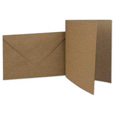 200 Kraftpapier-Karten-Umschlag Set DIN A6 Falt-Karten Natur-Braun 10,5x14,7 cm 220 g/m² Brief-Umschlägen DIN C6 11,5x16,0 cm 90 g/m² Natur-braun von Glüxx-Agent