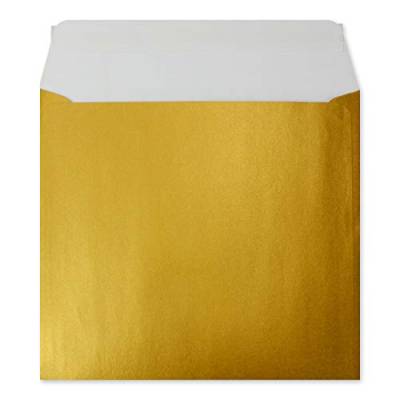 200 Quadratische Brief-Umschläge Gold - 15,5 x 15,5 cm - 100 g/m² Haftklebung stabile Kuverts ohne Fenster - von Ihrem Glüxx-Agent von Glüxx-Agent