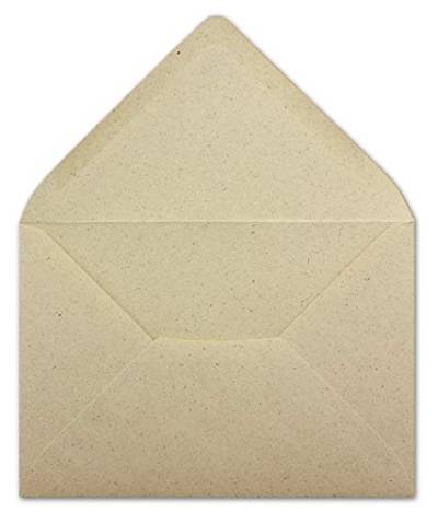25 DIN C6 Briefumschläge Kraftpapier Ökopapier Umweltpapier aus Graspapier - 11,4 x 16,2 cm - 120 g/m² - Nassklebung Umschläge ohne Fenster - Glüxx-Agent von Glüxx-Agent