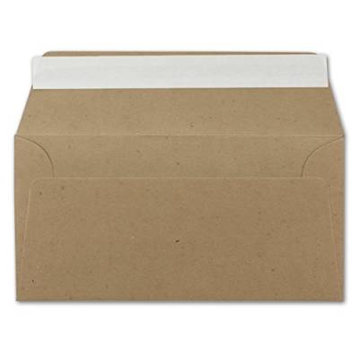 75 DIN Lang Brief-Umschläge Kraftpapier Braun - 11 x 22 cm - 120 g/m² Haftklebung Standard Brief-Kuverts für Taufe & Einladungen von Ihrem Glüxx-Agent von Glüxx-Agent