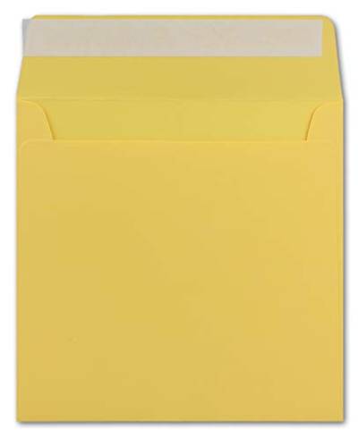 75 Quadratische Brief-Umschläge Honig-Gelb - 15,5 x 15,5 cm - 120 g/m² Haftklebung stabile Kuverts ohne Fenster - von Ihrem Glüxx-Agent von Glüxx-Agent