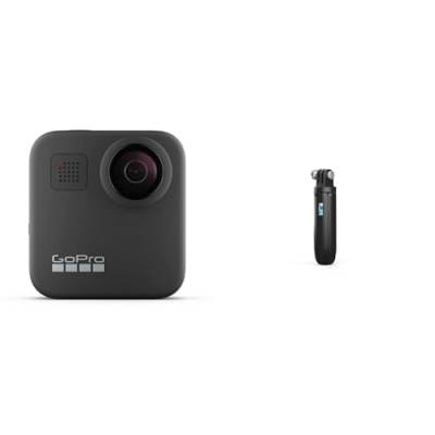 GoPro Max - wasserdichte 360-Grad-Digitalkamera mit unzerbrechlicher Stabilisierung, Black & Shorty - Mini-Verlängerungsstange und Stativ schwarz (Offizielles Zubehör) von GoPro