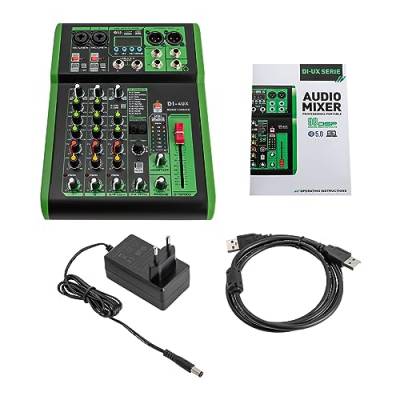 DI-4UX Serie Professioneller Audiomixer mit 99 DSP Digitaleffekten USB, Eingang 48V Professioneller Phantom Power Mikrofonvorverstärker für DJ Mischpult Tonstudio von Gorgivous