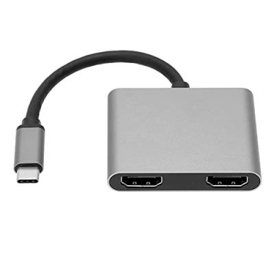 Dockingstation, 4K 4 in 1 USB C zu Dual HDMI Converter, MultiScreen Power Adapter Hub, USB3.0 5Gbps, PD Port, für Tablets, Laptops, Desktop von Goshyda