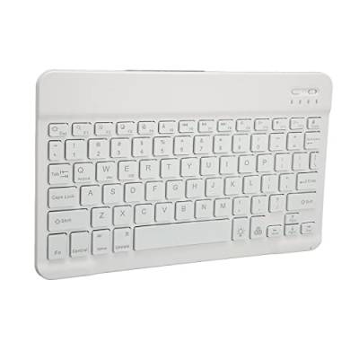 Goshyda BT-Tastatur, Wiederaufladbarer Akku, 7 LED-Hintergrundbeleuchtung, Leichte Verarbeitung, Praktisch, mit 7 LED-Hintergrundbeleuchtung, für Tablets, Smartphones, Laptops (White) von Goshyda