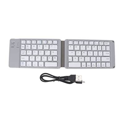 Goshyda Faltbare Tastatur, Kabelloses BT3.0 Schnelles Tippen, Leises 120mAh, Tragbares, Kompaktes -Reisetastatur, für Tablet, Laptop und Smartphone(grau) von Goshyda
