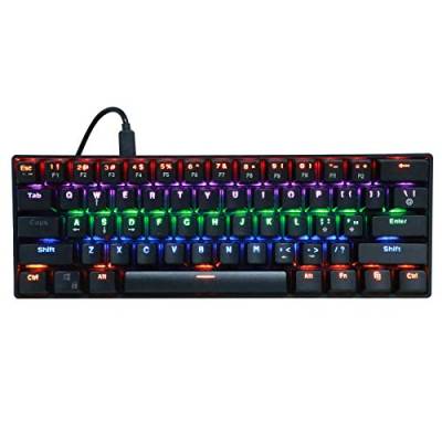 Goshyda Kabelgebundene mechanische Tastatur, 61 Tasten mechanischer Blauer Schalter LED-Farbe Hintergrundbeleuchtung Zuverlässige, stilvolle Tastatur für PC-Spieler von Goshyda