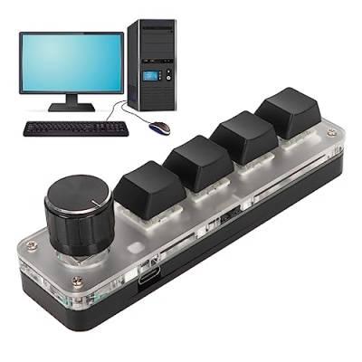 Goshyda USB-4-Tasten-Tastatur mit Drehknopf, RGB-Hintergrundbeleuchtung, Programmierbar für, Dual-Mode-Verbindung, Kompakt und Tragbar für Spiele, Büro, Musik, Medien von Goshyda