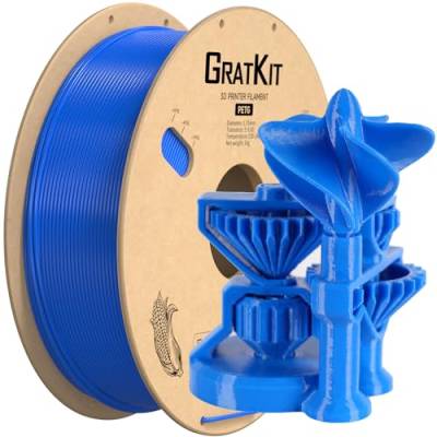 GratKit PETG Filament 1.75mm, -0.03mm, 3D Drucker Filament PETG, 1kg Spule, 3D Druck Filament PETG, Blau von GratKit