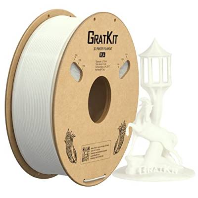 GratKit PLA 3D-Drucker-Filament, 1 kg, PLA-Filament, 1,75 mm, +/-0,03 mm, 3D-Druck-Filament, Weiß von GratKit
