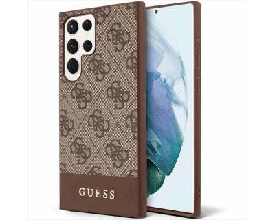 Guess Handyhülle Guess 4G Stripe Collection Hardcase Hülle Cover für Samsung Galaxy S23 Ultra Braun von Guess