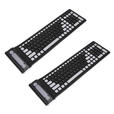 Guindxan Mini-Tastatur mit USB-Empfänger, tragbar, flexibel, wasserabweisend, waschbar, weiches Silikon, 2 Stück von Guindxan