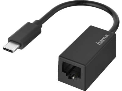 HAMA USB-C-Stecker auf LAN/Ethernet-Buchse Netzwerk Adapter, Schwarz von HAMA