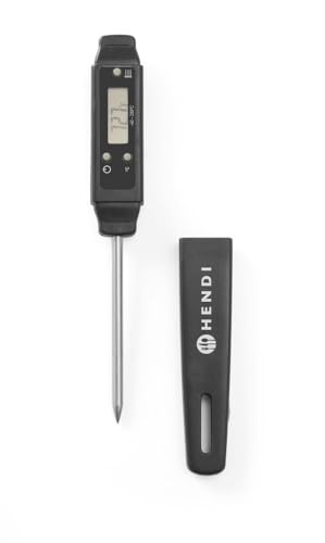 HENDI Taschenthermometer, Digital Thermometer, Wasserdicht, Digital Khülschrank, Inkl. LR44 Batterie, mit ergonomischen Griff Messbereich -40 °C- +200°C, Graduierung 1°C, 20x150mm, von HENDI