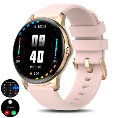 HOAIYO Smartwatch Damen mit Telefonfunktion, 1.32" Fitnessuhr Armbanduhren Herren Sportuhr mit Pulsmesser, Musiksteuerung, Schrittzähler, Kalorien, Wasserdicht Fitness Tracker von HOAIYO